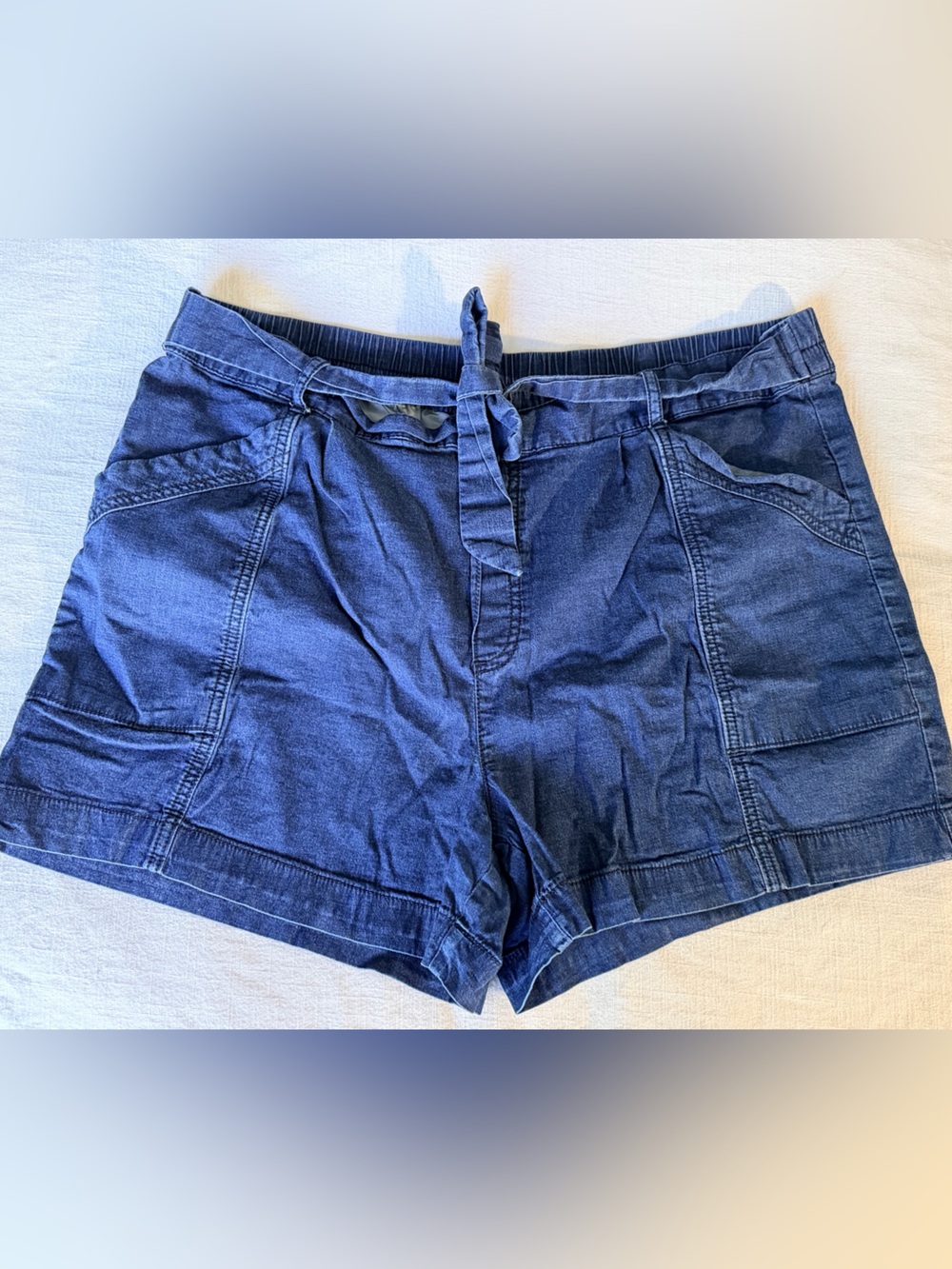 Women's Navy Blue Casual Tie-Waist Shorts